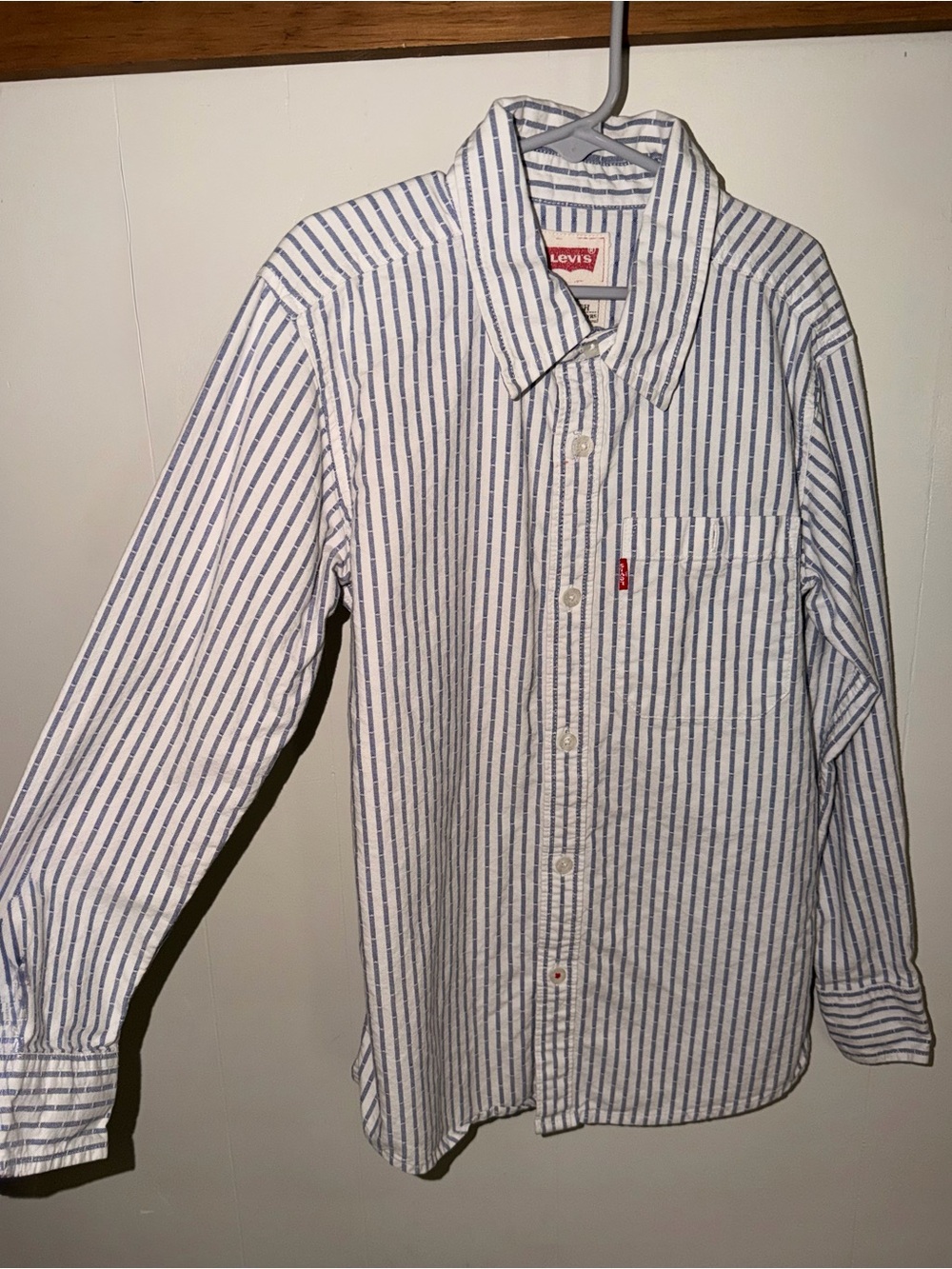 Levi's White Shirt with Blue Stripe Button-Down
